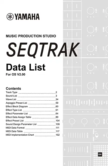 yamaha雅马哈SEQTRAK Data List